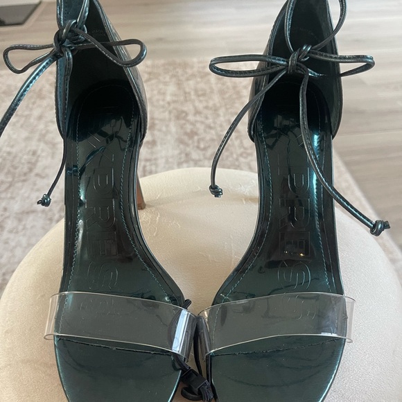 Express Dark Green Heels with Clear Strap - Picture 1 of 2